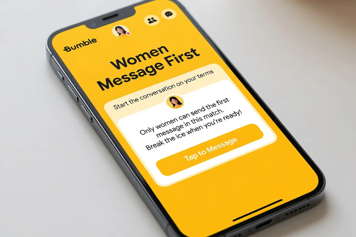 Interface Bumble montrant l'écran femmes first au Québec