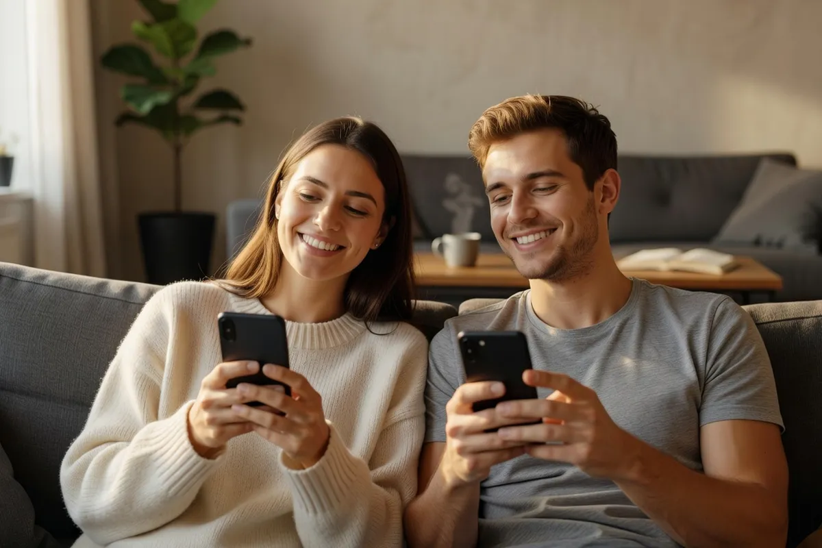 Couple québécois qui échange sur une app de rencontre après un premier message réussi