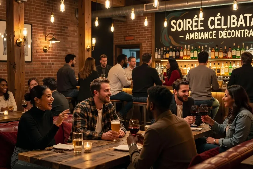 Bar branché à Montréal, soirée célibataires ambiance décontractée