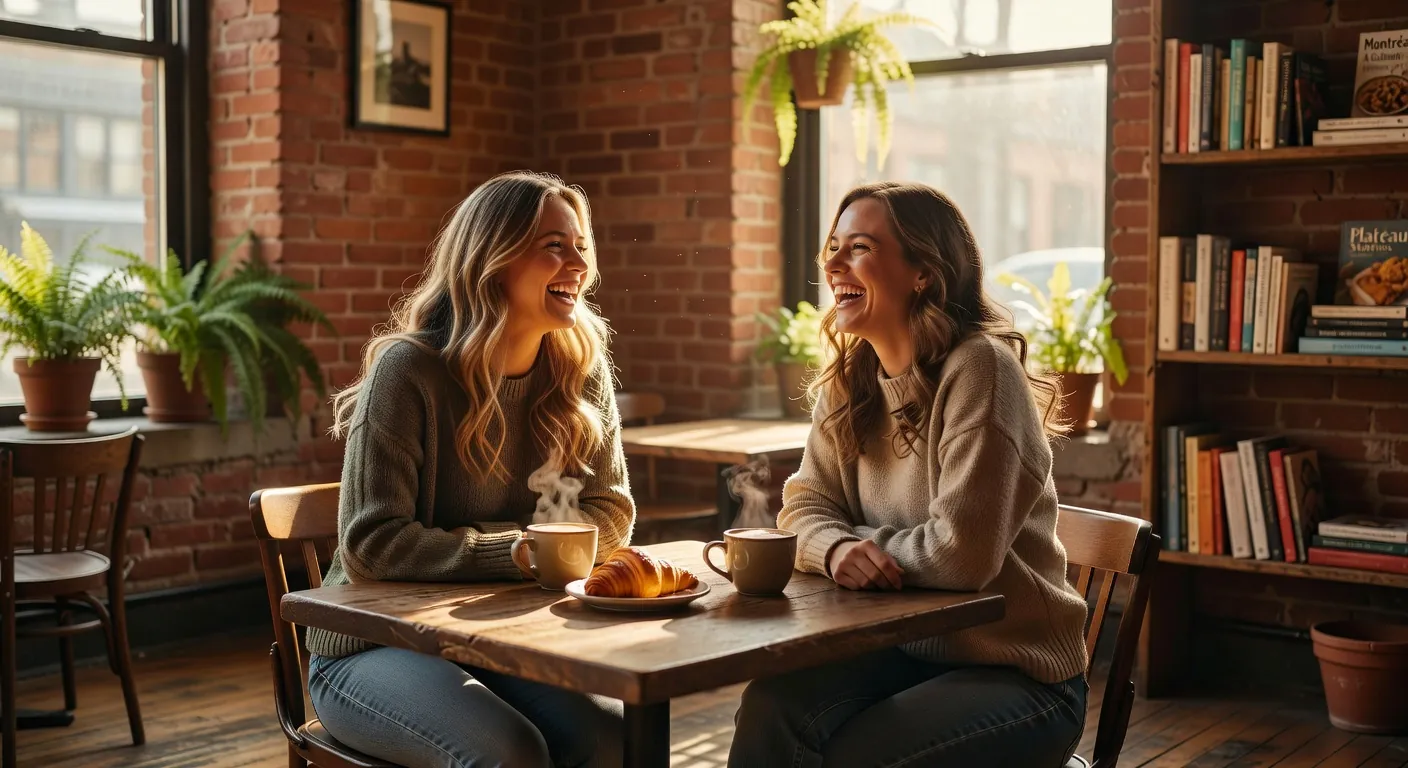 Two women in Montreal partageant un caf&eacute; dans un &eacute;tablissement LGBT-friendly
