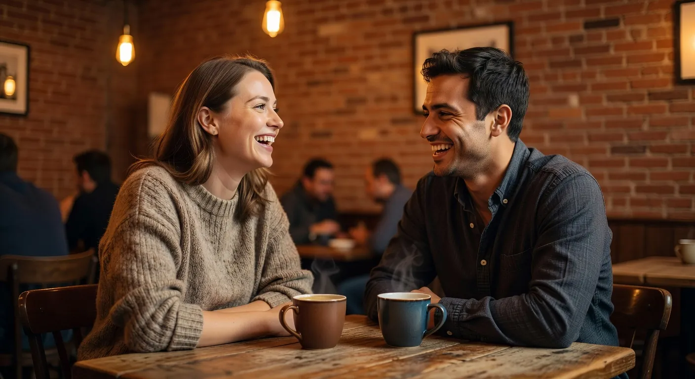 Canadian woman et expatri&eacute; fran&ccedil;ais discutent dans un bistro du Plateau Mont-Royal