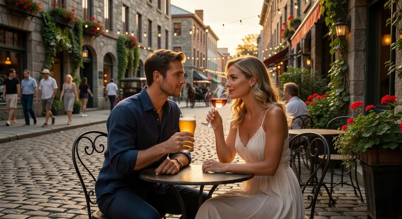 Couple caucasien canadien patinant au parc La Fontaine a Montreal en hiver