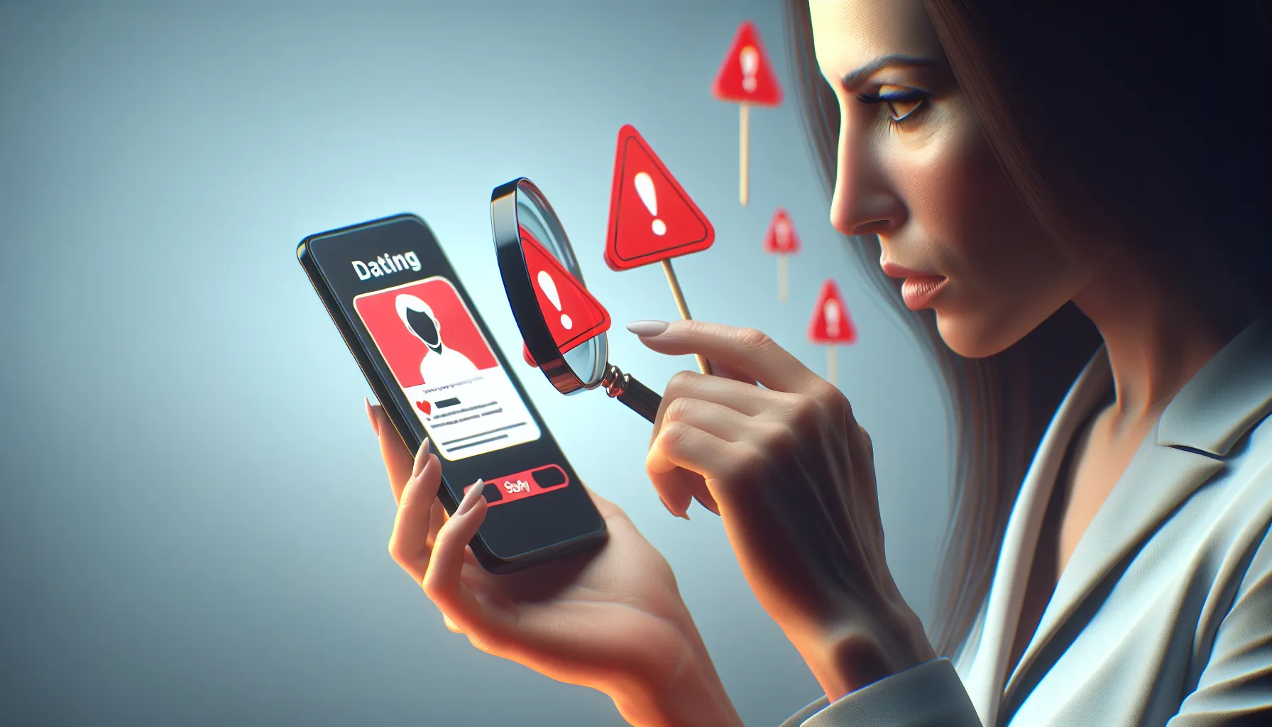 Personne prudente v&eacute;rifiant un profil de rencontre en ligne sur son ordinateur