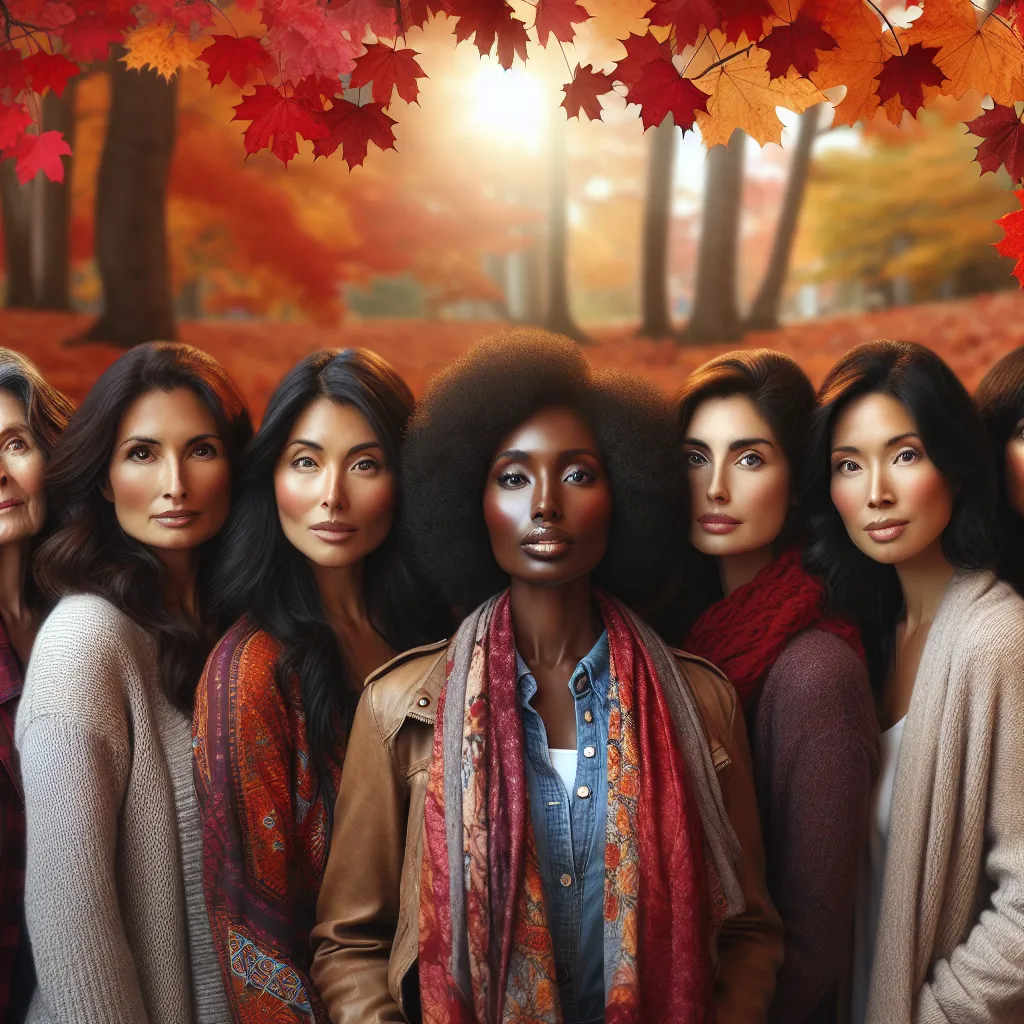 Groupe de femmes canadiennes diverses en automne