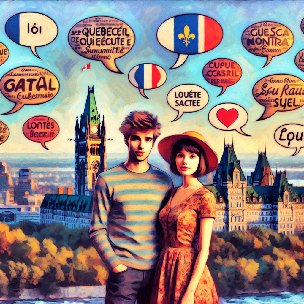 Bulles de texte avec expressions quebecoises de drague