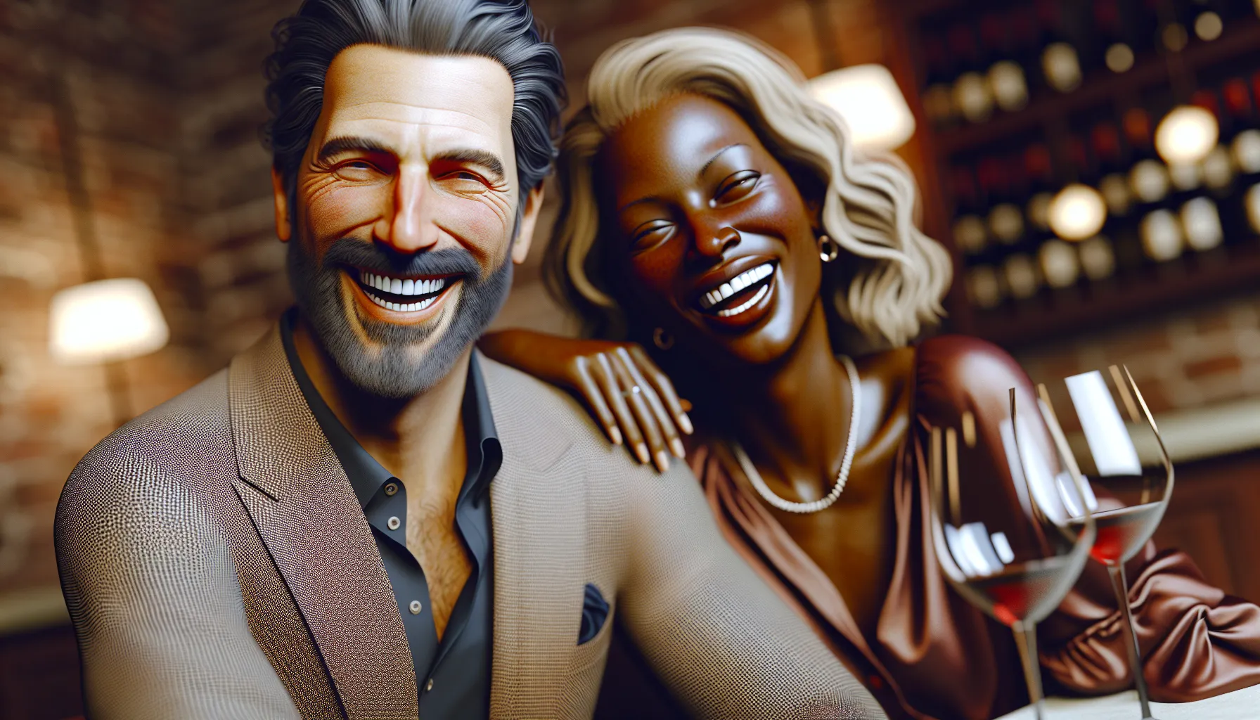 Couple mature heureux qui s'est rencontr&eacute; en ligne au Qu&eacute;bec