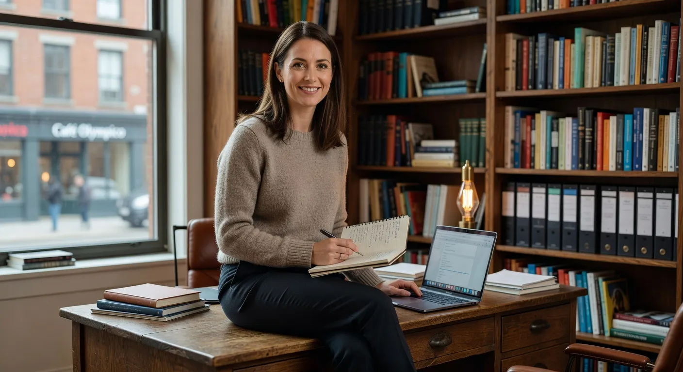 Marie-Eve Lapointe matchmaker dans son bureau a Montreal