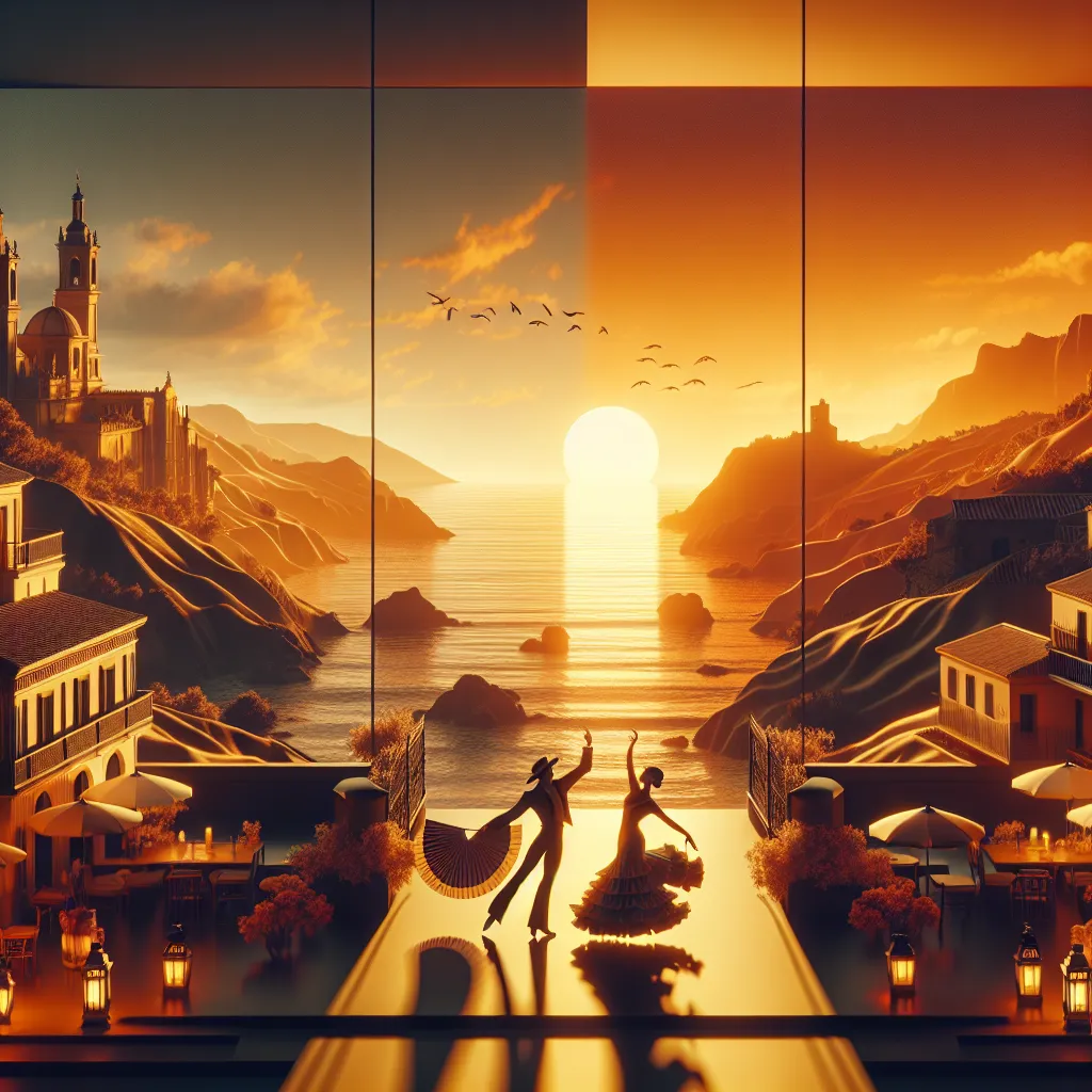 Coucher de soleil sur la côte méditerranéenne, ambiance romantique espagnole